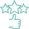 Three stars with thumbs up