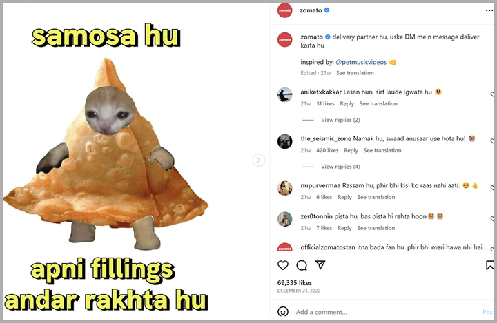 Zomato meme advertising