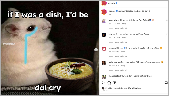 Zomato meme advertising